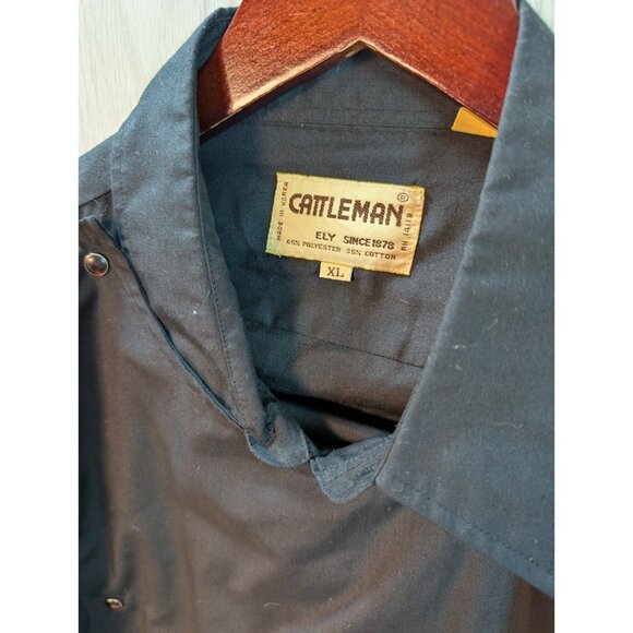 Vintage Ely Diamond Pearl Snap Chef Shirt Mens XL Long Sleeve Adult Black - Picture 2 of 6